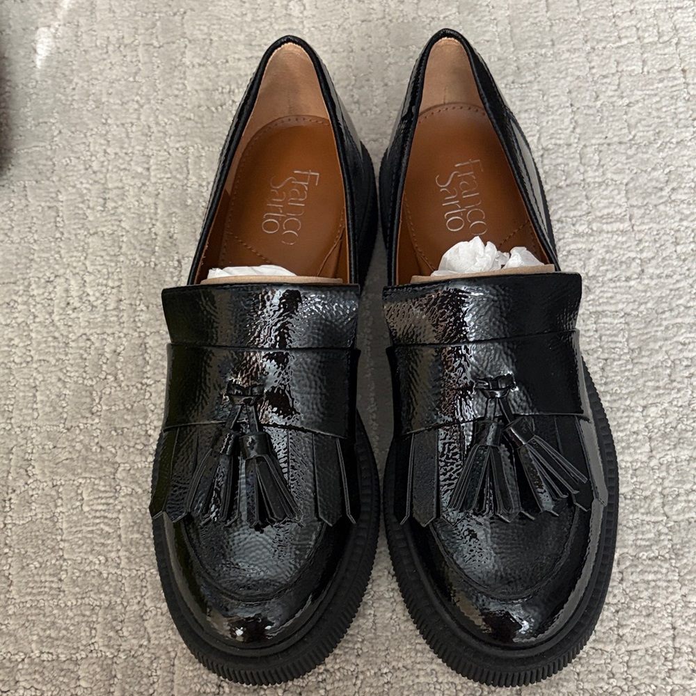 Franco sarto black platform loafers